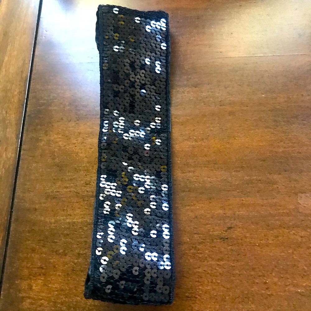 Black sequin and silk headband